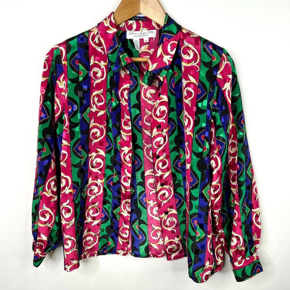 Vintage Laura & Jayne Petite Bold Print Blouse 6/ Small